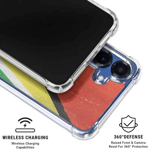 Guyana Flag Distressed Galaxy S25 Plus Clear Case